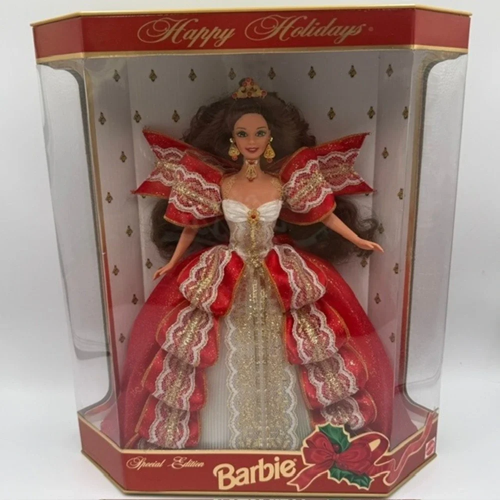 Mattel Happy Holidays Barbie 1997 Special Edition Brunette 10th Anniversary NIB